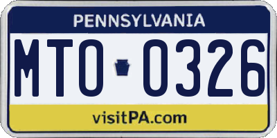 PA license plate MTO0326