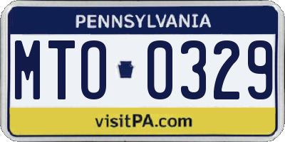 PA license plate MTO0329