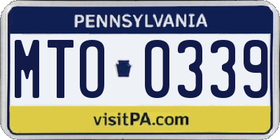 PA license plate MTO0339