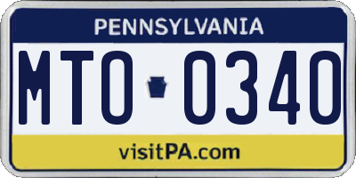 PA license plate MTO0340