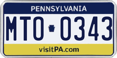 PA license plate MTO0343
