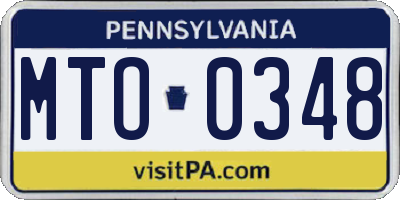 PA license plate MTO0348