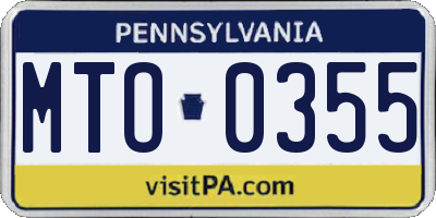 PA license plate MTO0355