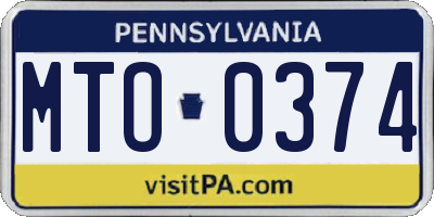 PA license plate MTO0374
