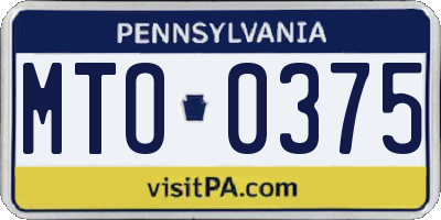 PA license plate MTO0375