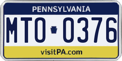 PA license plate MTO0376