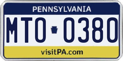 PA license plate MTO0380
