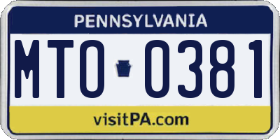PA license plate MTO0381