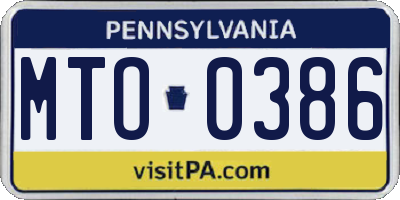 PA license plate MTO0386