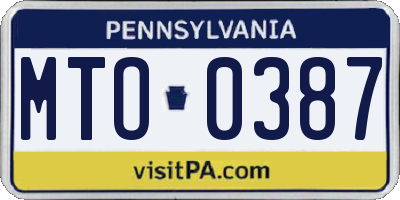 PA license plate MTO0387