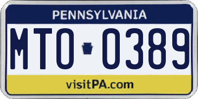 PA license plate MTO0389