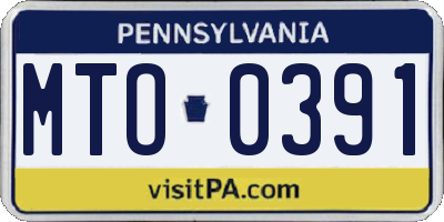 PA license plate MTO0391