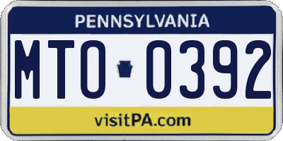 PA license plate MTO0392
