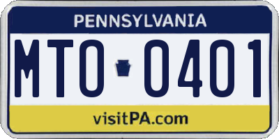 PA license plate MTO0401