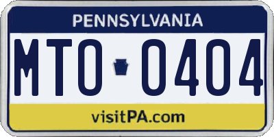 PA license plate MTO0404