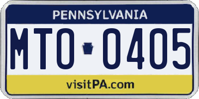 PA license plate MTO0405