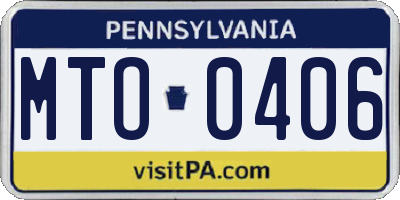 PA license plate MTO0406