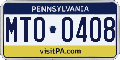 PA license plate MTO0408