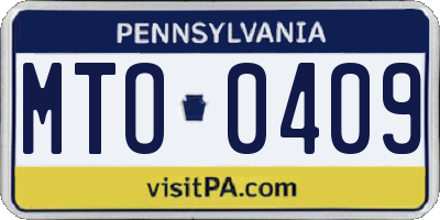 PA license plate MTO0409