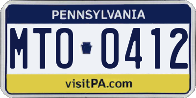PA license plate MTO0412