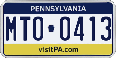PA license plate MTO0413