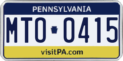 PA license plate MTO0415