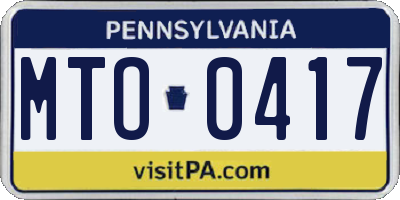 PA license plate MTO0417