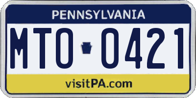 PA license plate MTO0421