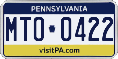 PA license plate MTO0422