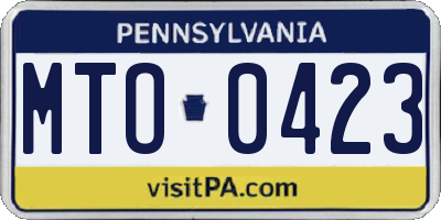 PA license plate MTO0423