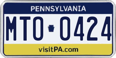 PA license plate MTO0424