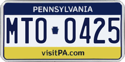 PA license plate MTO0425