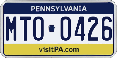 PA license plate MTO0426