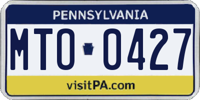 PA license plate MTO0427