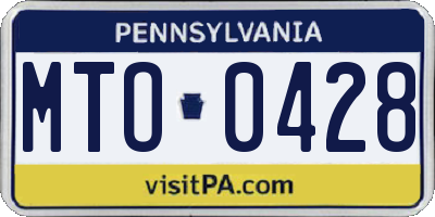 PA license plate MTO0428