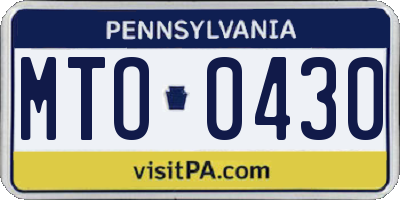 PA license plate MTO0430
