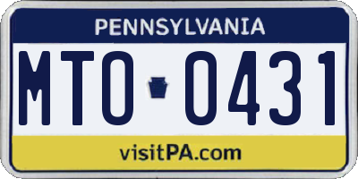 PA license plate MTO0431