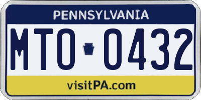 PA license plate MTO0432
