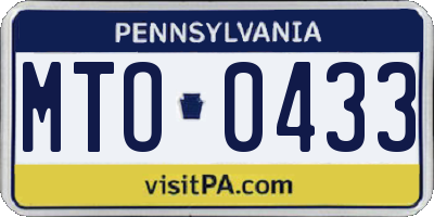 PA license plate MTO0433