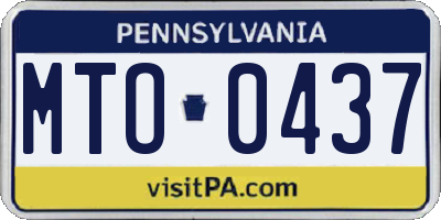 PA license plate MTO0437