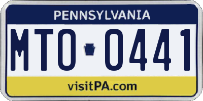 PA license plate MTO0441