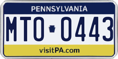 PA license plate MTO0443