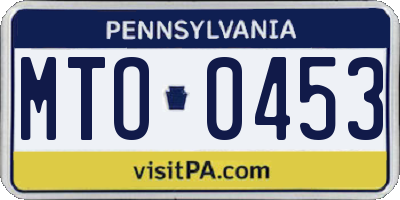 PA license plate MTO0453