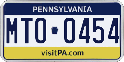 PA license plate MTO0454