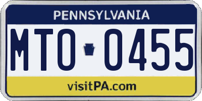 PA license plate MTO0455