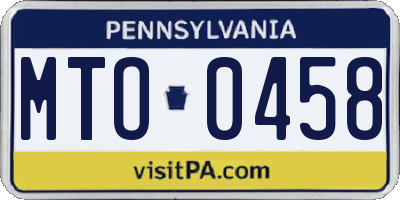 PA license plate MTO0458
