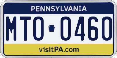 PA license plate MTO0460
