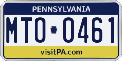 PA license plate MTO0461