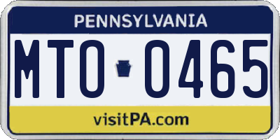PA license plate MTO0465