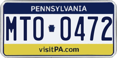 PA license plate MTO0472
